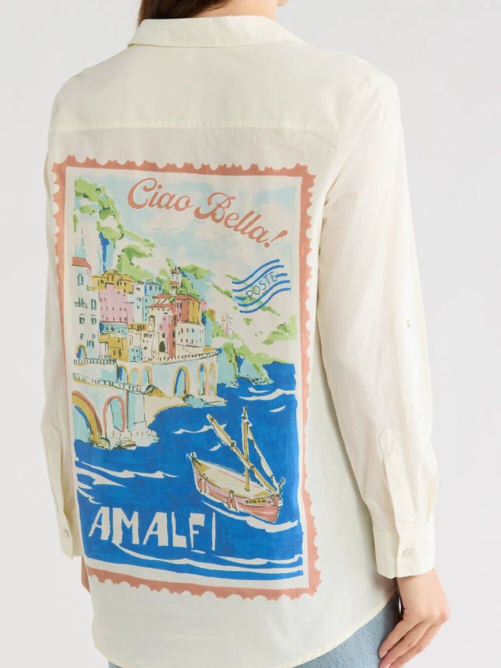Ciao Bella! Cotton Daniel Rainn Amalfi Postcard Blouse NWT S